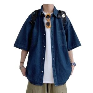 Denim Shirt W/Chest Pocket Like New Size 2XL Gorpcore Cottagecore Oversized